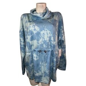 New LuLaRoe Teresa Tie Dye Cowl Neck LS Pullover Top XL Blue Comfortable Casual